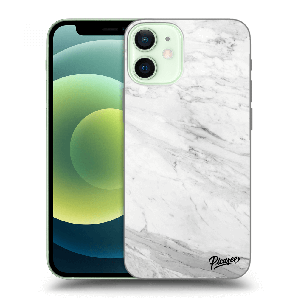 Picasee átlátszó szilikon tok az alábbi mobiltelefonokra Apple iPhone 12 mini - White marble