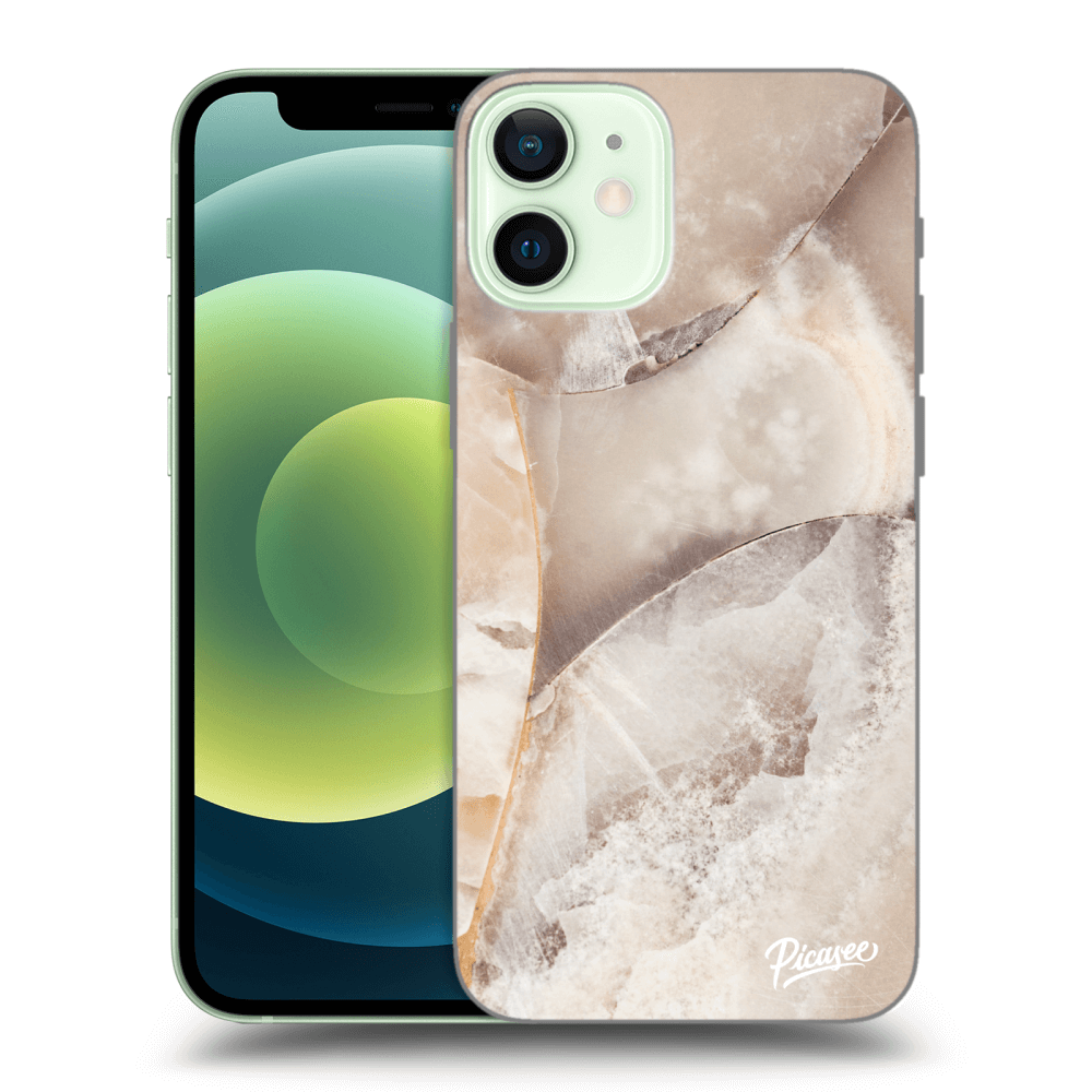 Picasee átlátszó szilikon tok az alábbi mobiltelefonokra Apple iPhone 12 mini - Cream marble