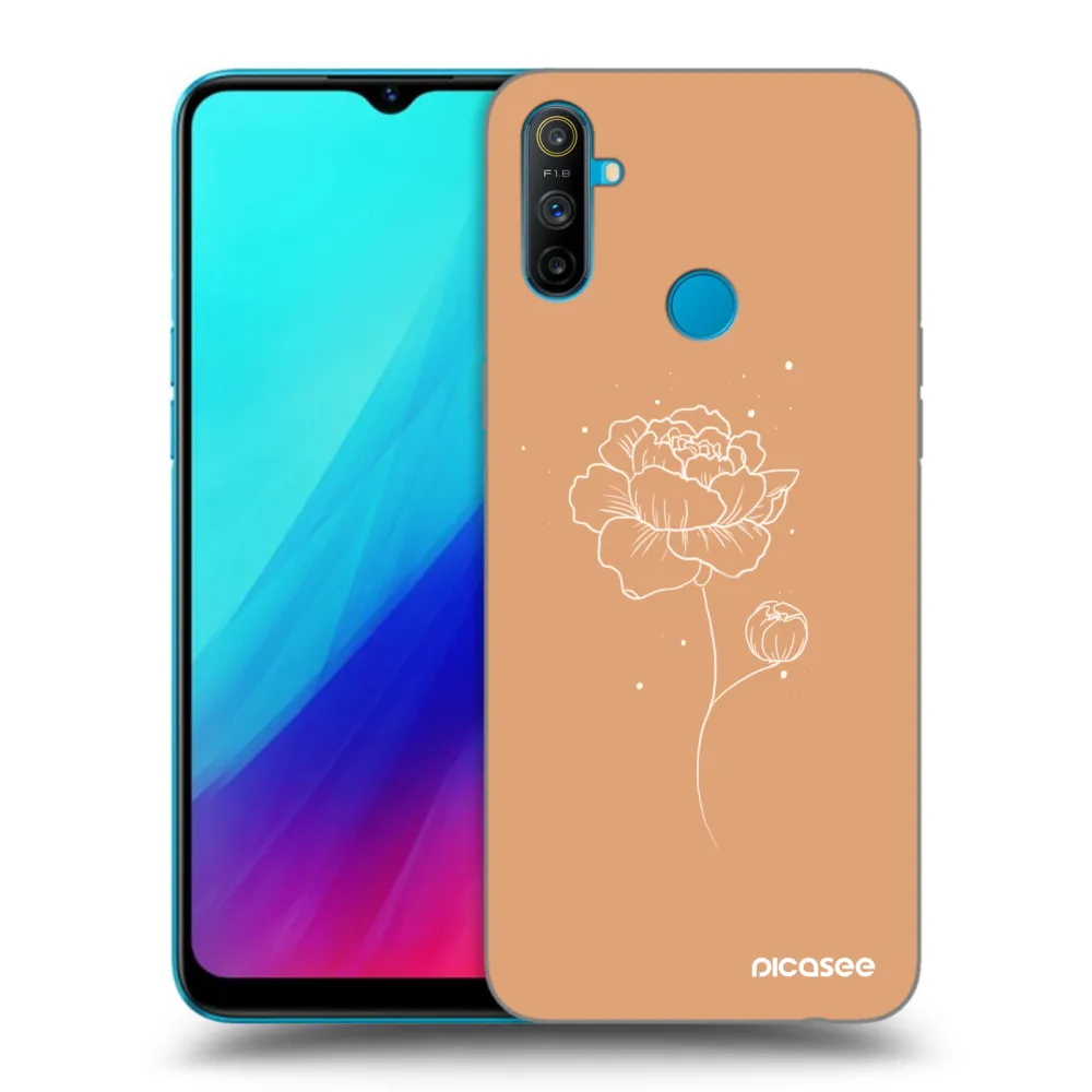 Picasee fekete szilikon tok az alábbi mobiltelefonokra Realme C3 - Peonies