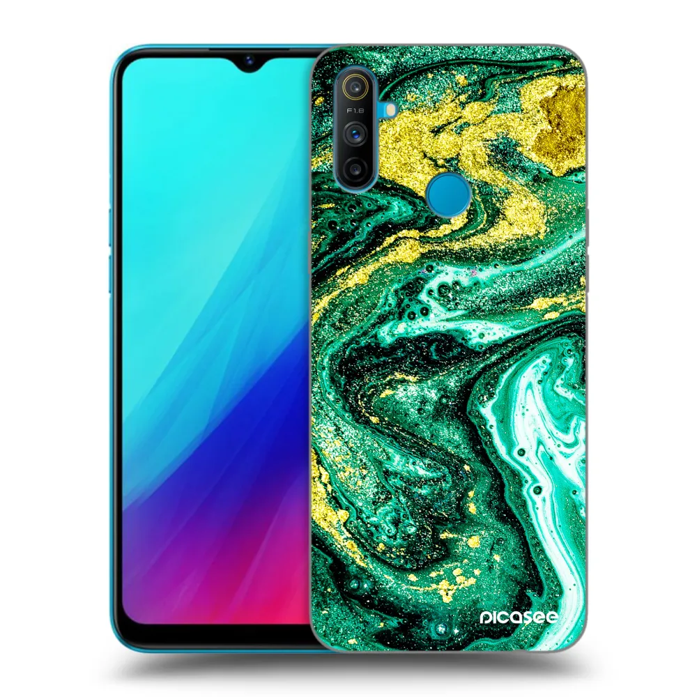 Picasee fekete szilikon tok az alábbi mobiltelefonokra Realme C3 - Green Gold