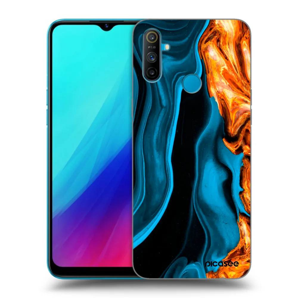 Picasee fekete szilikon tok az alábbi mobiltelefonokra Realme C3 - Gold blue