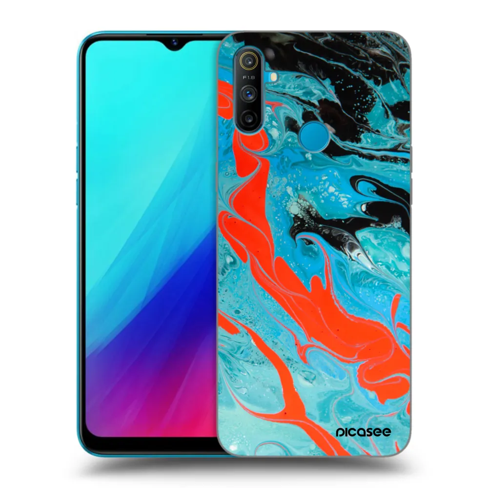 Picasee fekete szilikon tok az alábbi mobiltelefonokra Realme C3 - Blue Magma