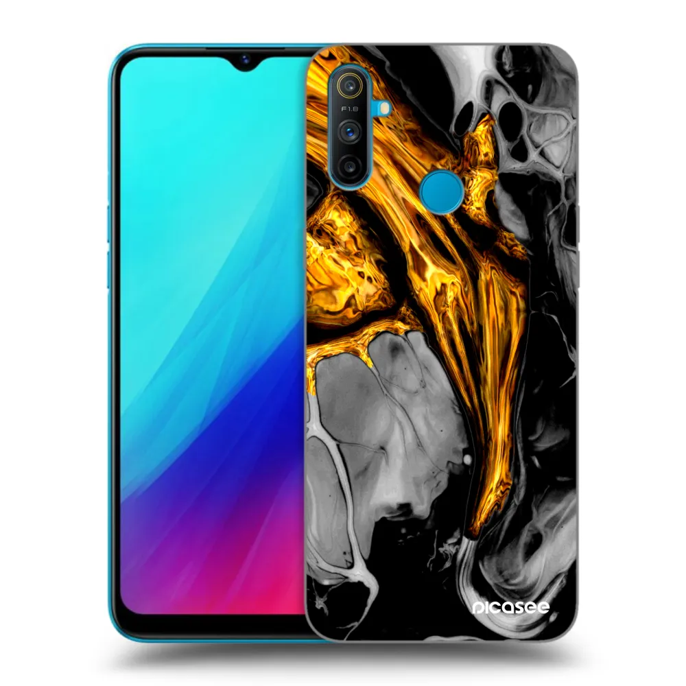 Picasee fekete szilikon tok az alábbi mobiltelefonokra Realme C3 - Black Gold