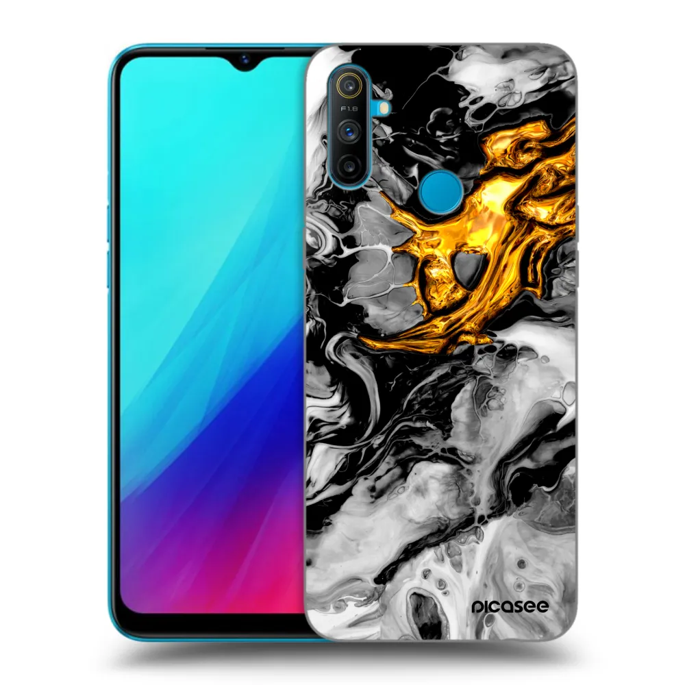 Picasee fekete szilikon tok az alábbi mobiltelefonokra Realme C3 - Black Gold 2