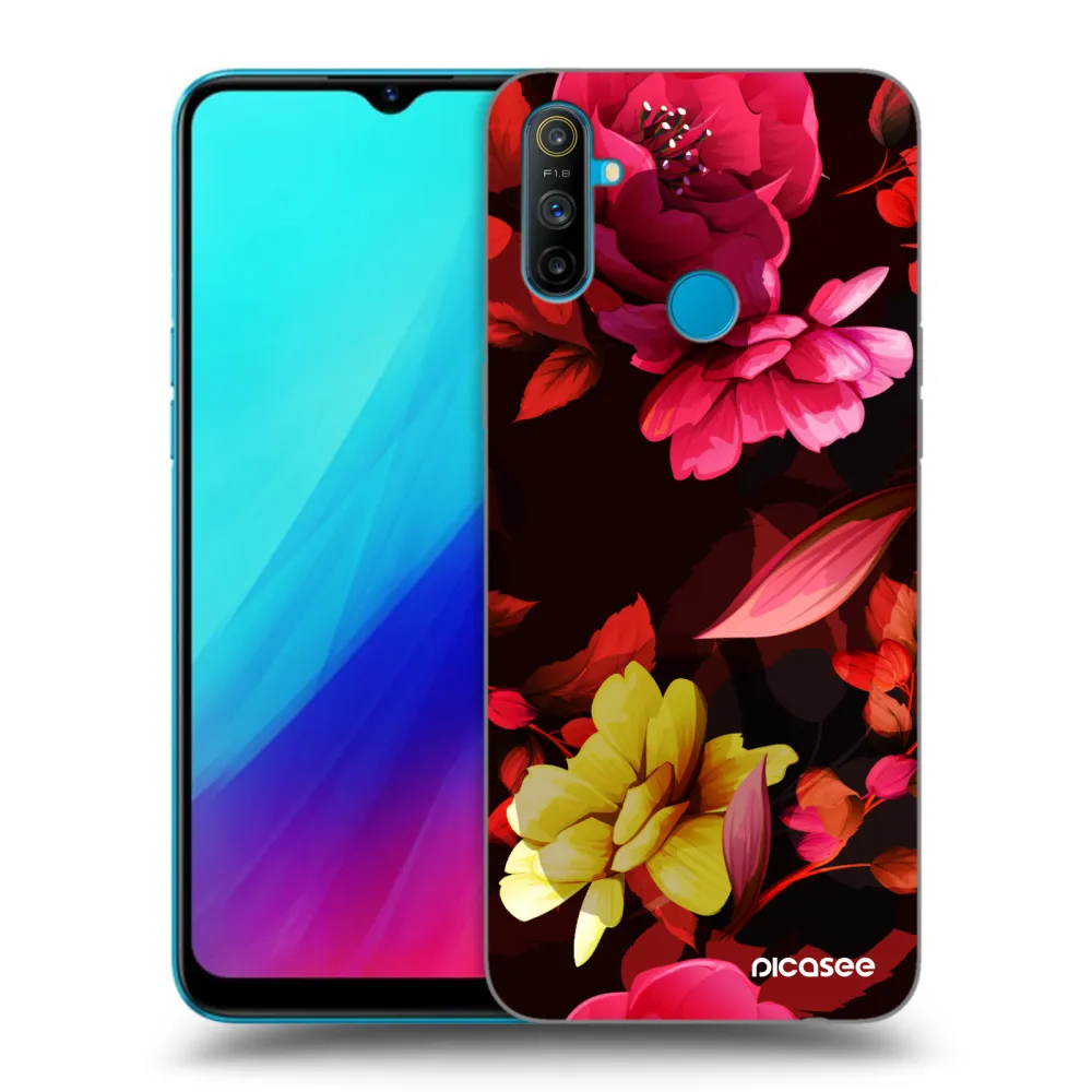 Picasee fekete szilikon tok az alábbi mobiltelefonokra Realme C3 - Dark Peonny
