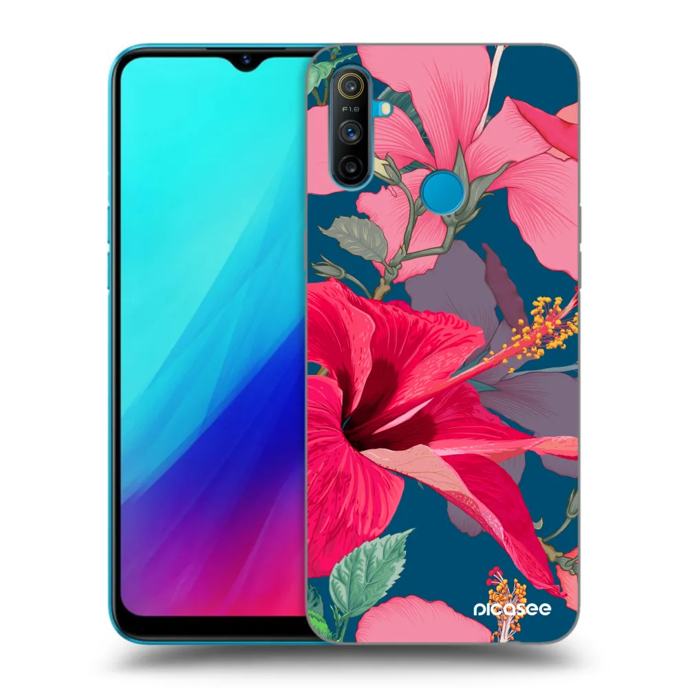 Picasee fekete szilikon tok az alábbi mobiltelefonokra Realme C3 - Hibiscus