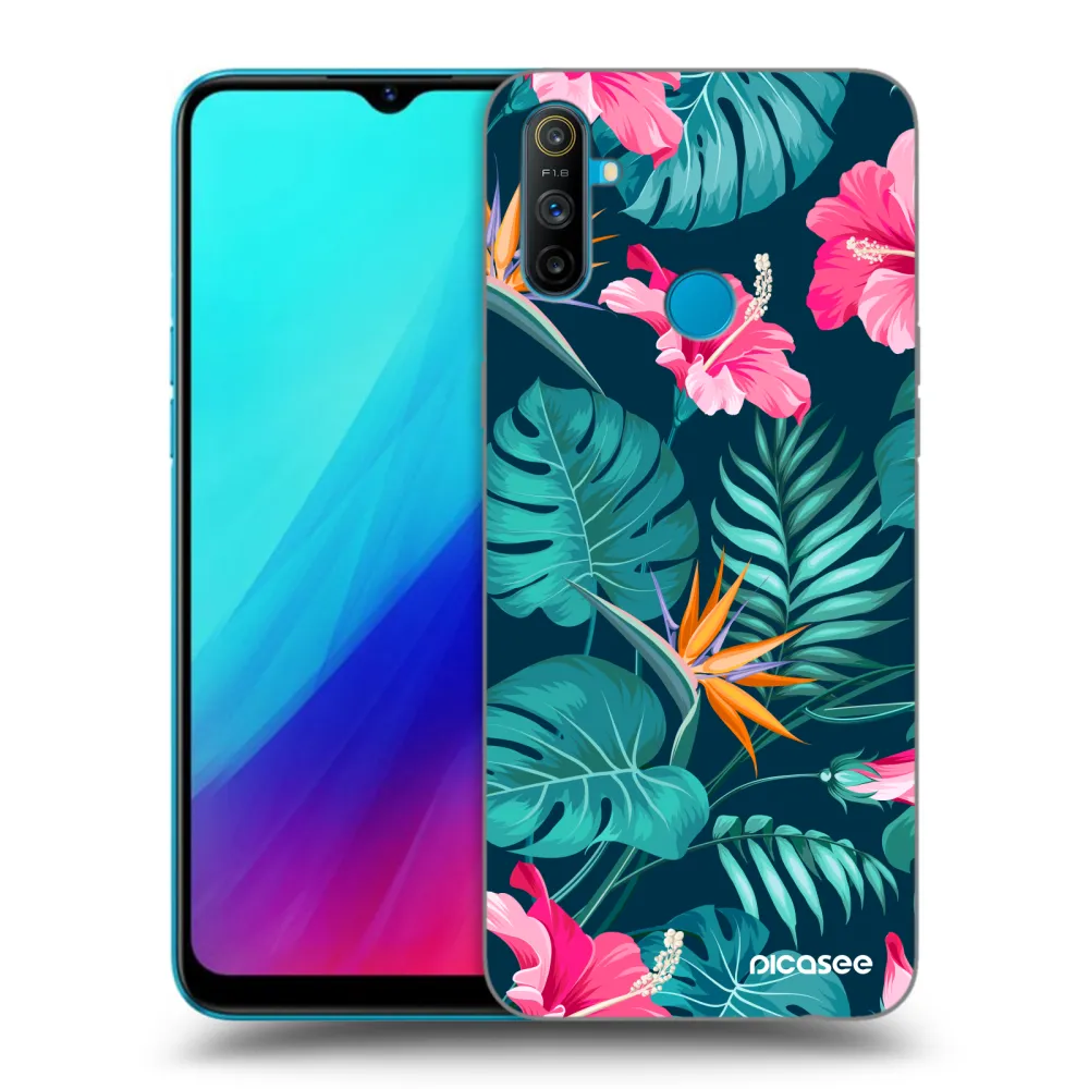 Picasee fekete szilikon tok az alábbi mobiltelefonokra Realme C3 - Pink Monstera