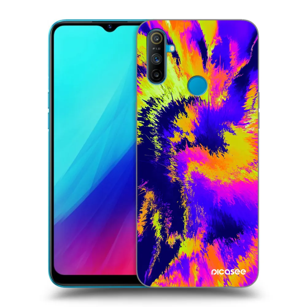 Picasee fekete szilikon tok az alábbi mobiltelefonokra Realme C3 - Burn