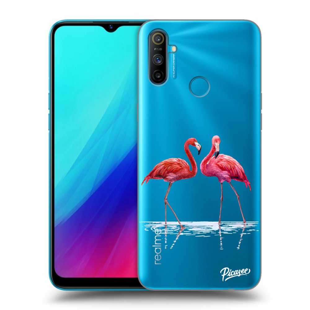 Picasee átlátszó szilikon tok az alábbi mobiltelefonokra Realme C3 - Flamingos couple