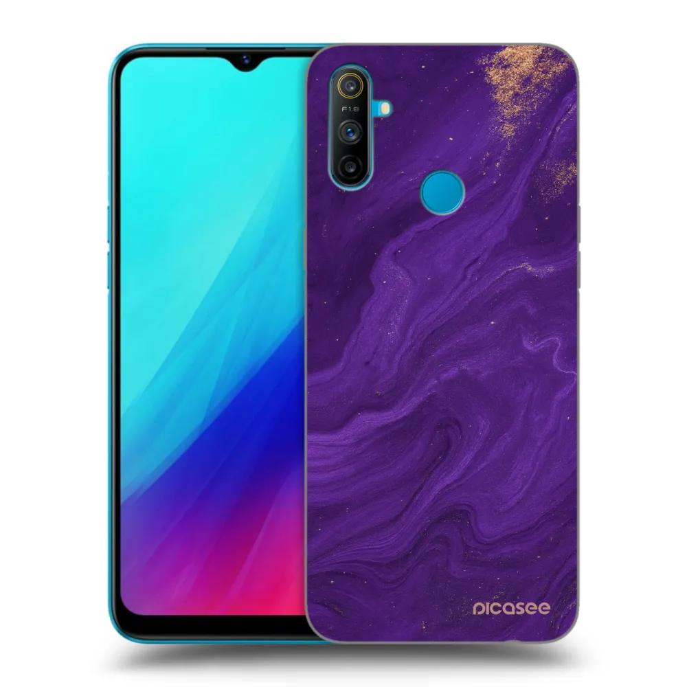 Picasee fekete szilikon tok az alábbi mobiltelefonokra Realme C3 - Purple