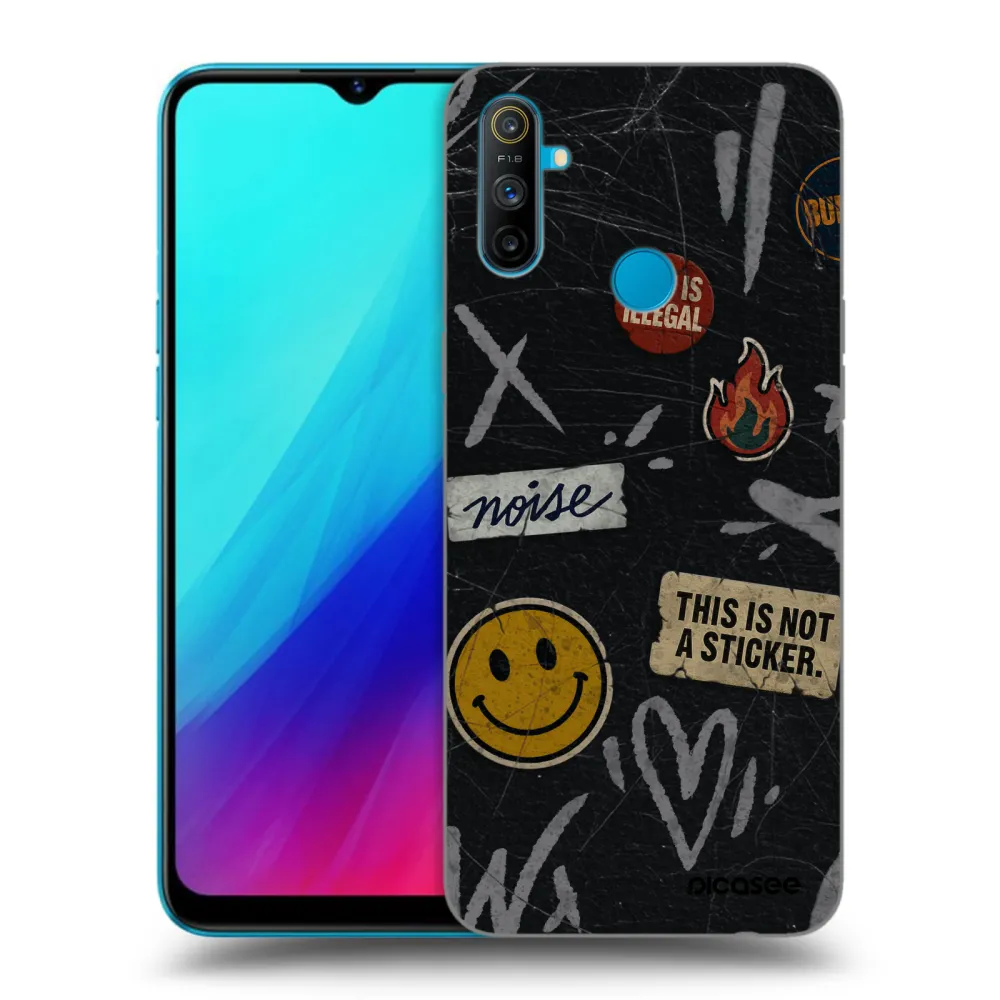 Picasee fekete szilikon tok az alábbi mobiltelefonokra Realme C3 - STICKERS x TAGS