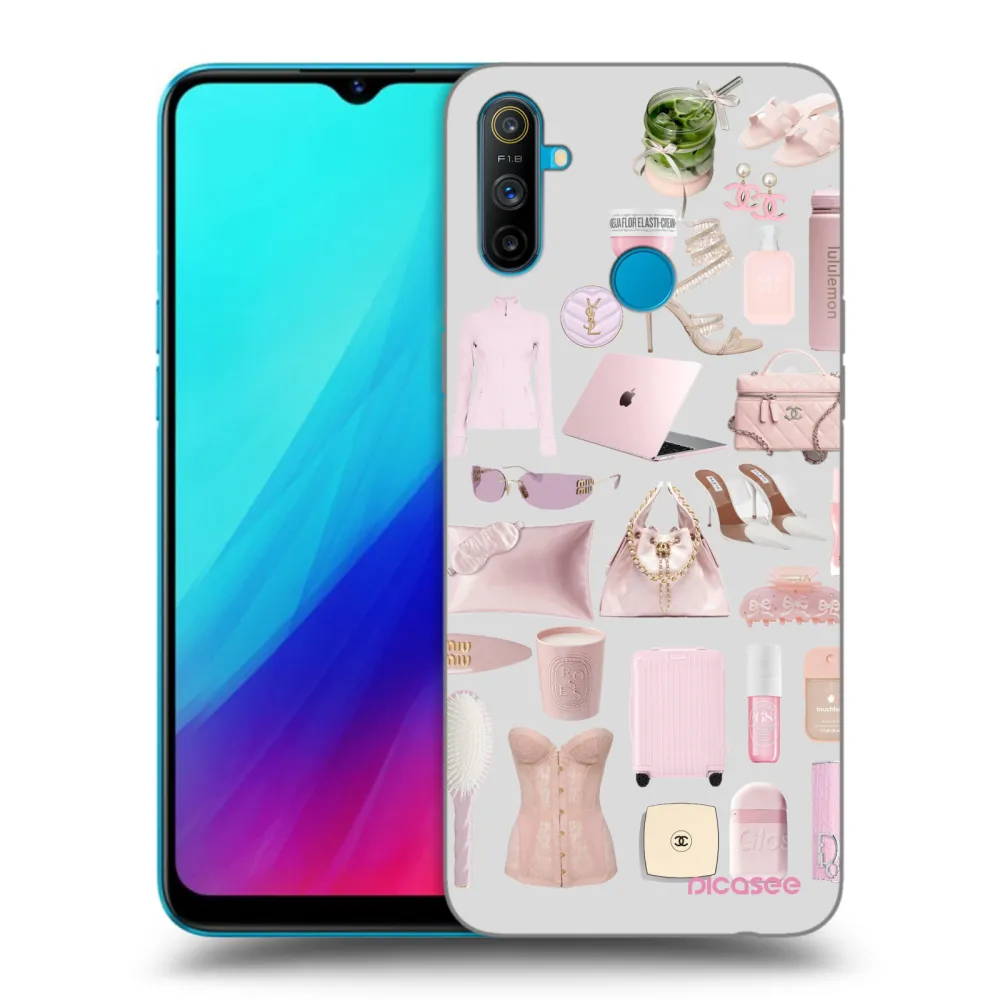 Picasee fekete szilikon tok az alábbi mobiltelefonokra Realme C3 - Glam Babe