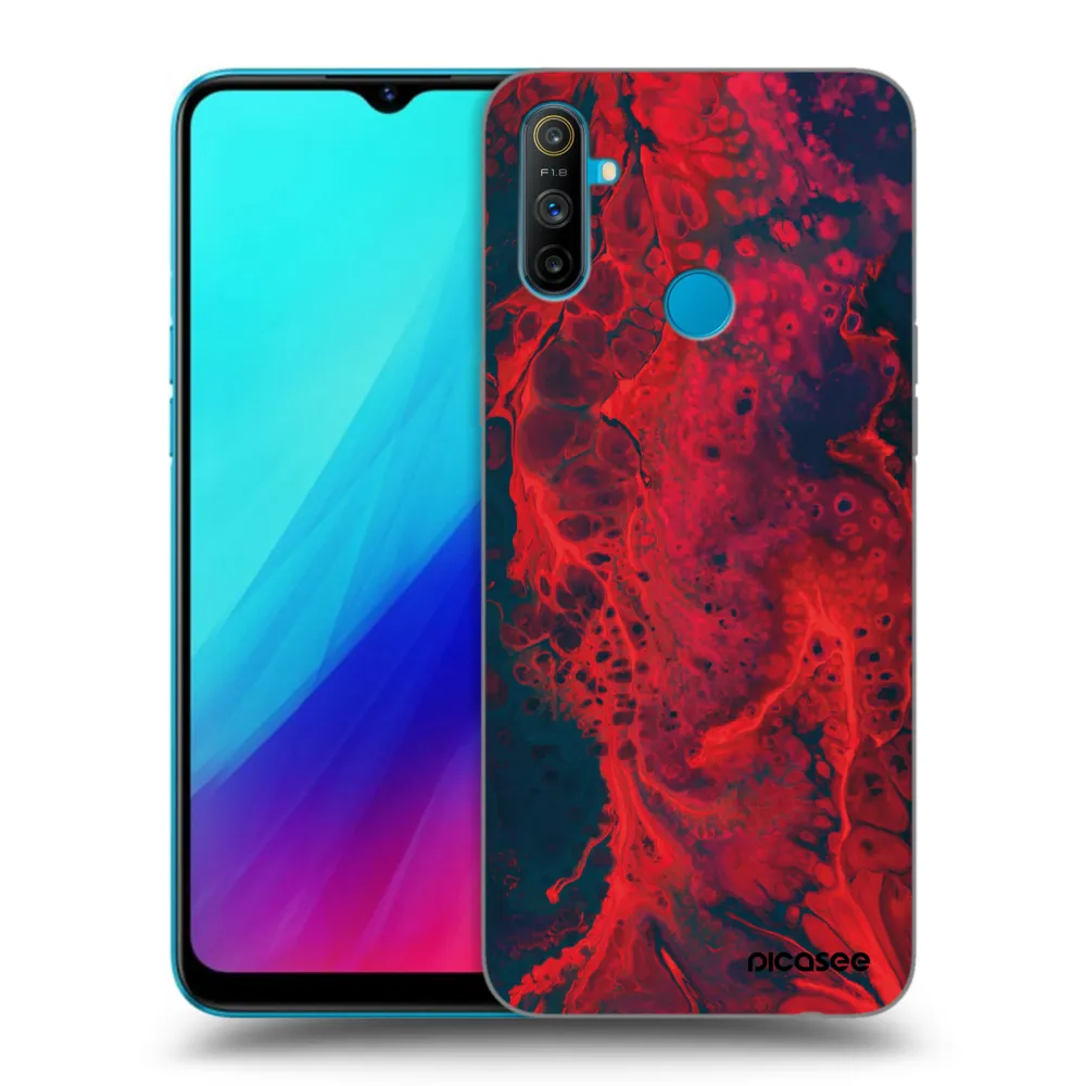 Picasee fekete szilikon tok az alábbi mobiltelefonokra Realme C3 - Organic red