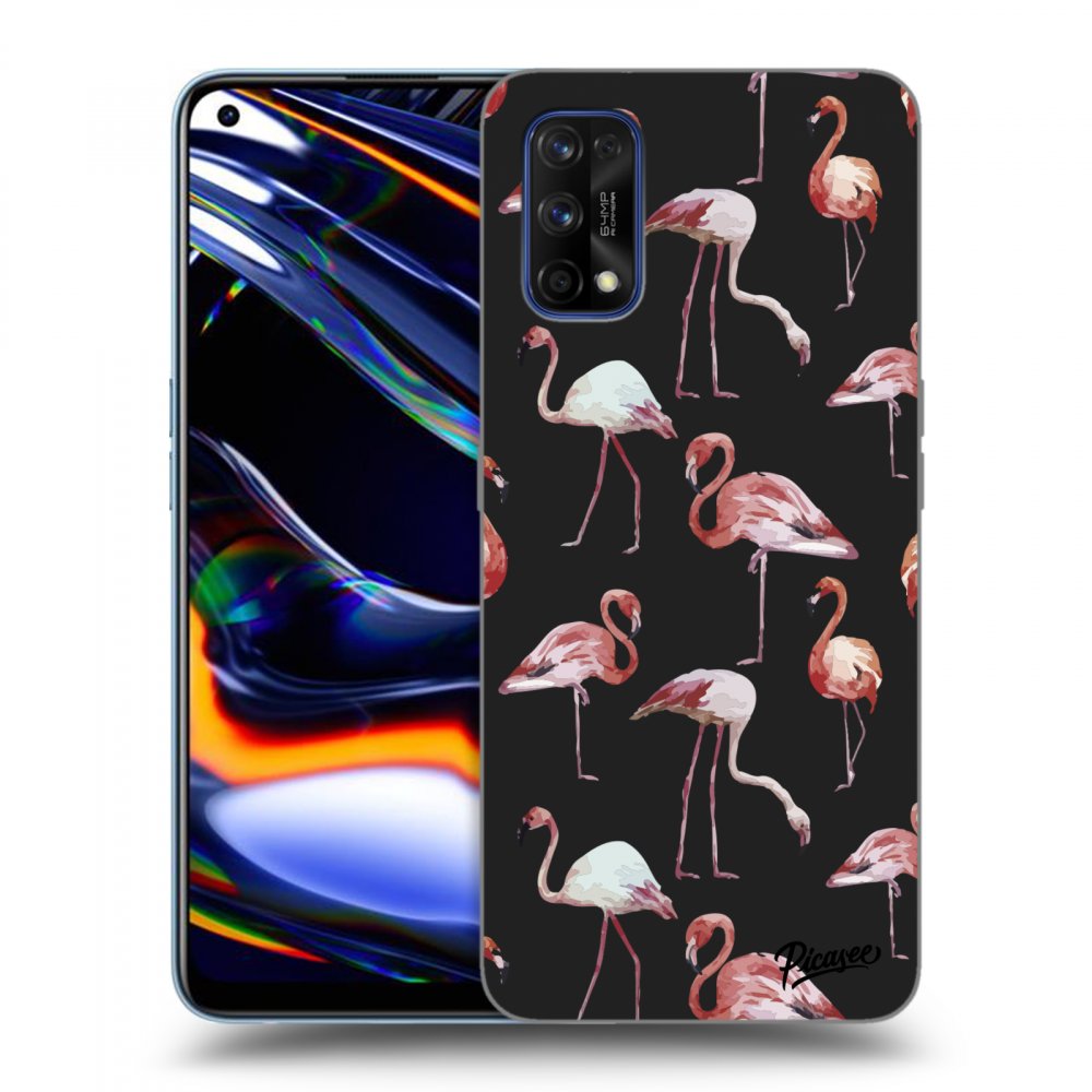 Picasee fekete szilikon tok az alábbi mobiltelefonokra Realme 7 Pro - Flamingos