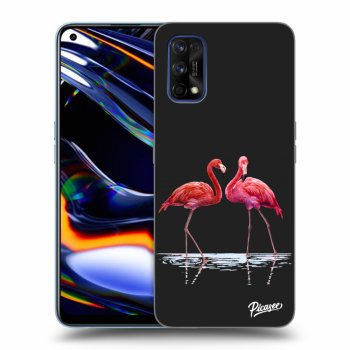 Picasee fekete szilikon tok az alábbi mobiltelefonokra Realme 7 Pro - Flamingos couple