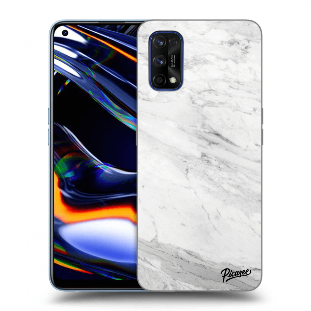 Picasee átlátszó szilikon tok az alábbi mobiltelefonokra Realme 7 Pro - White marble