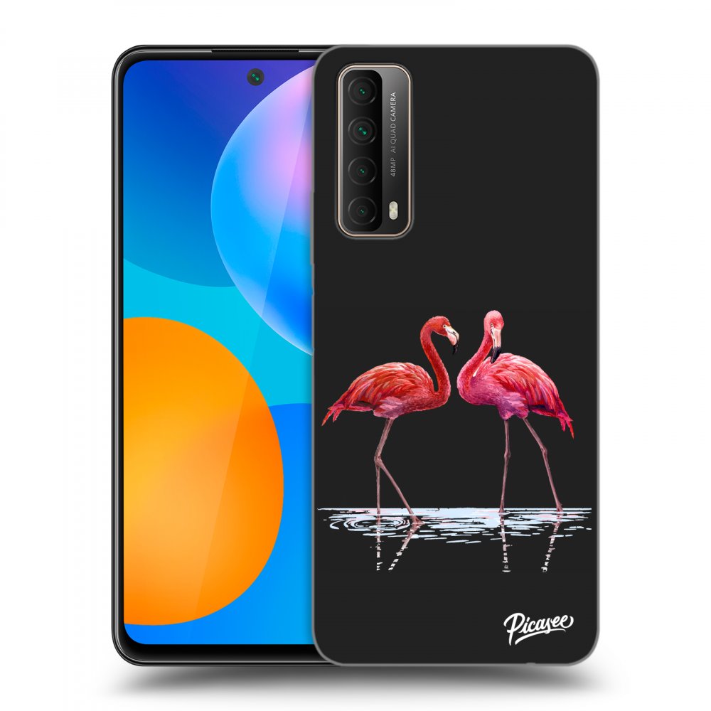 Picasee fekete szilikon tok az alábbi mobiltelefonokra Huawei P Smart 2021 - Flamingos couple