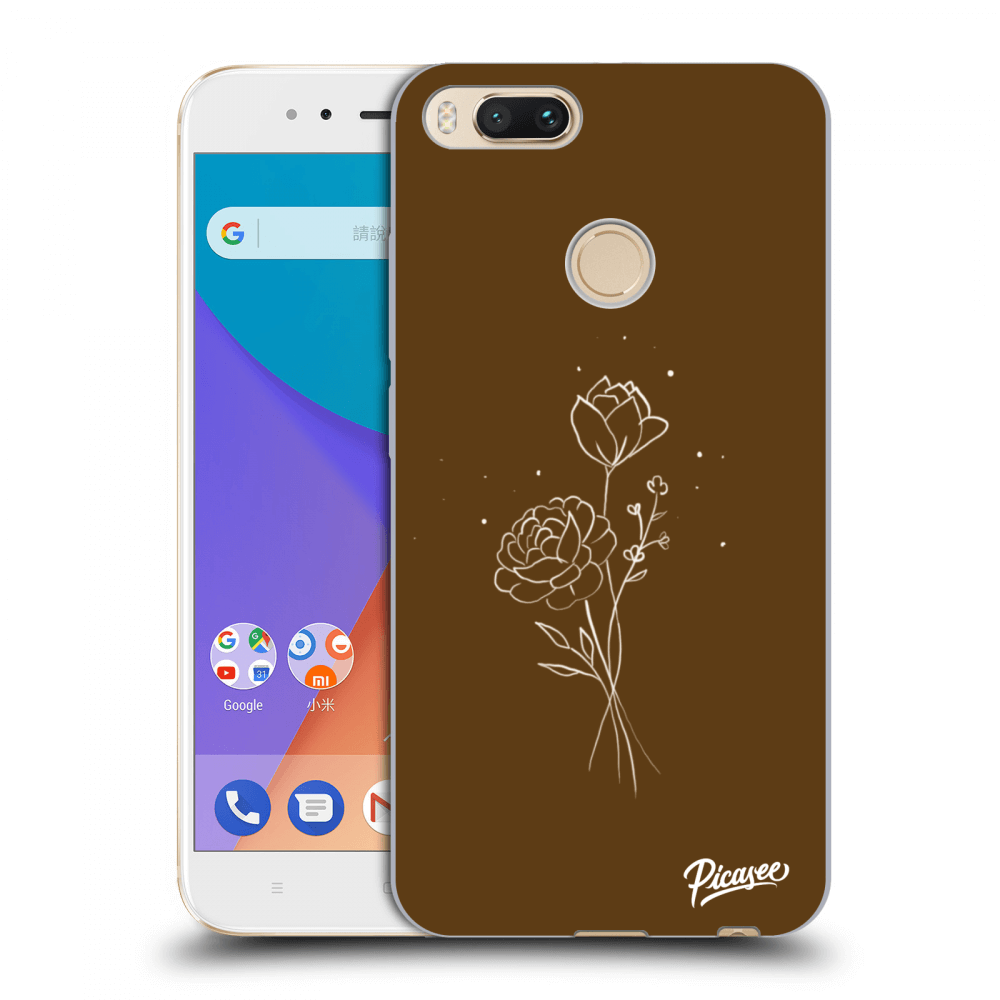 Picasee átlátszó szilikon tok az alábbi mobiltelefonokra Xiaomi Mi A1 Global - Brown flowers