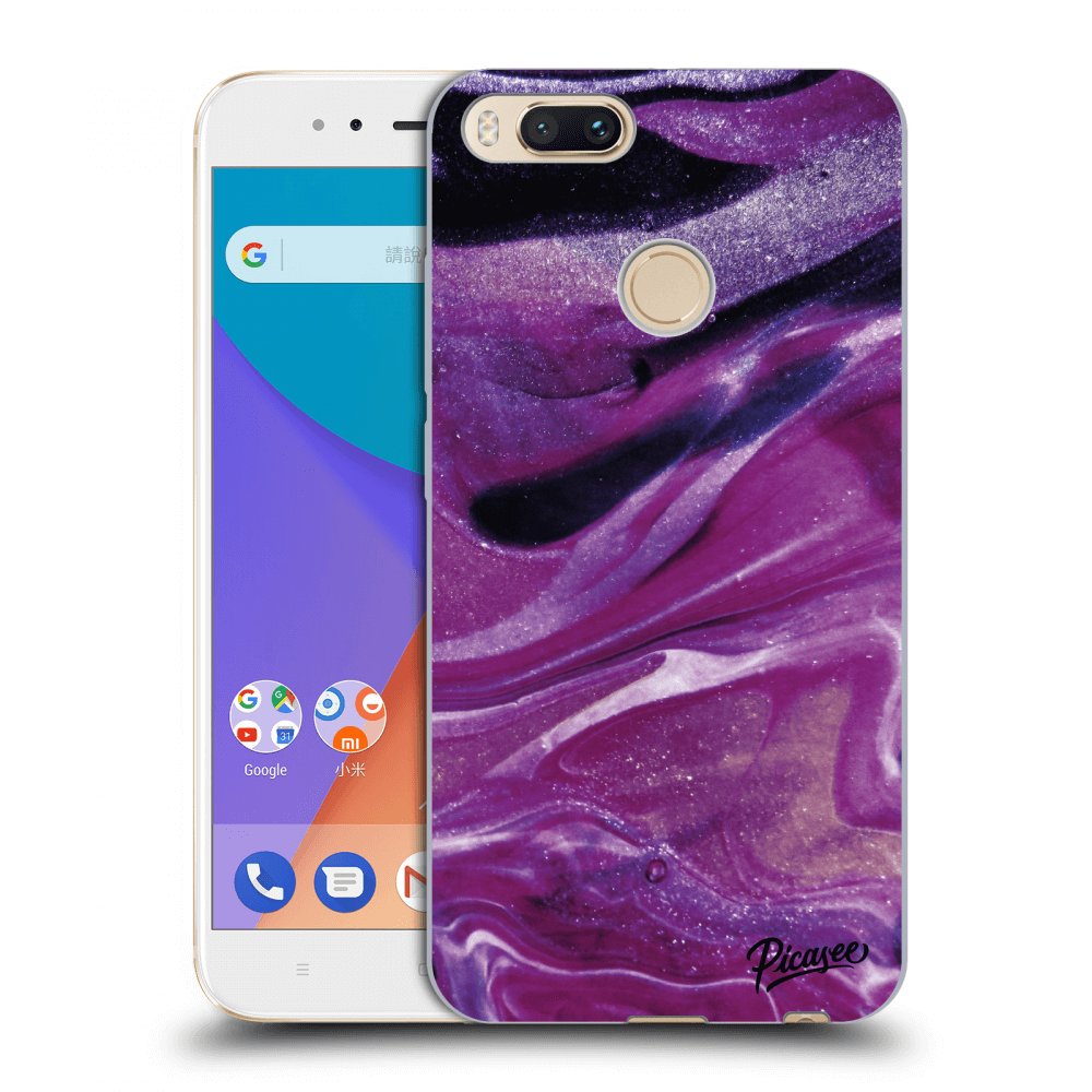Picasee átlátszó szilikon tok az alábbi mobiltelefonokra Xiaomi Mi A1 Global - Purple glitter