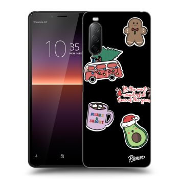 Picasee fekete szilikon tok az alábbi mobiltelefonokra Sony Xperia 10 II - Christmas Stickers