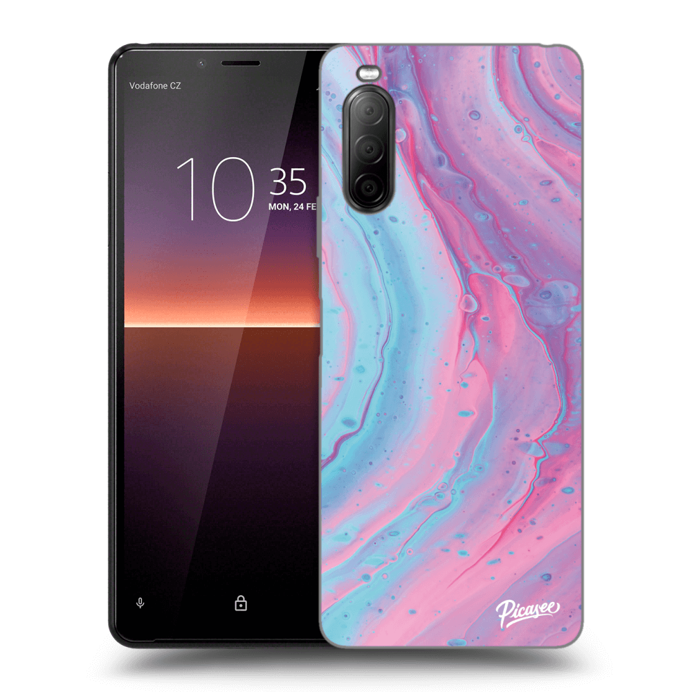 Picasee fekete szilikon tok az alábbi mobiltelefonokra Sony Xperia 10 II - Pink liquid
