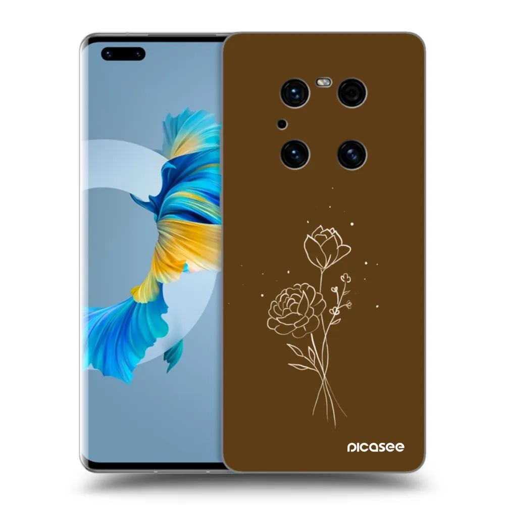 Picasee fekete szilikon tok az alábbi mobiltelefonokra Huawei Mate 40 Pro - Brown flowers