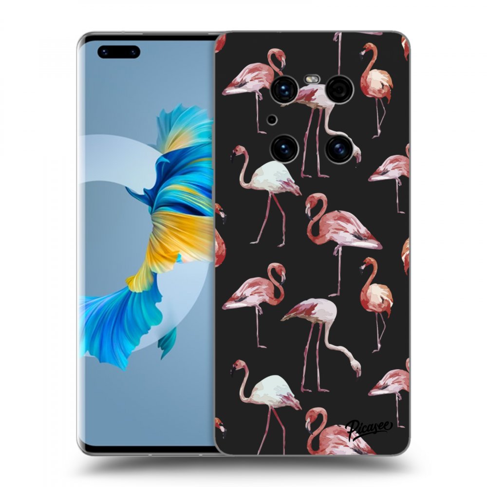 Picasee fekete szilikon tok az alábbi mobiltelefonokra Huawei Mate 40 Pro - Flamingos