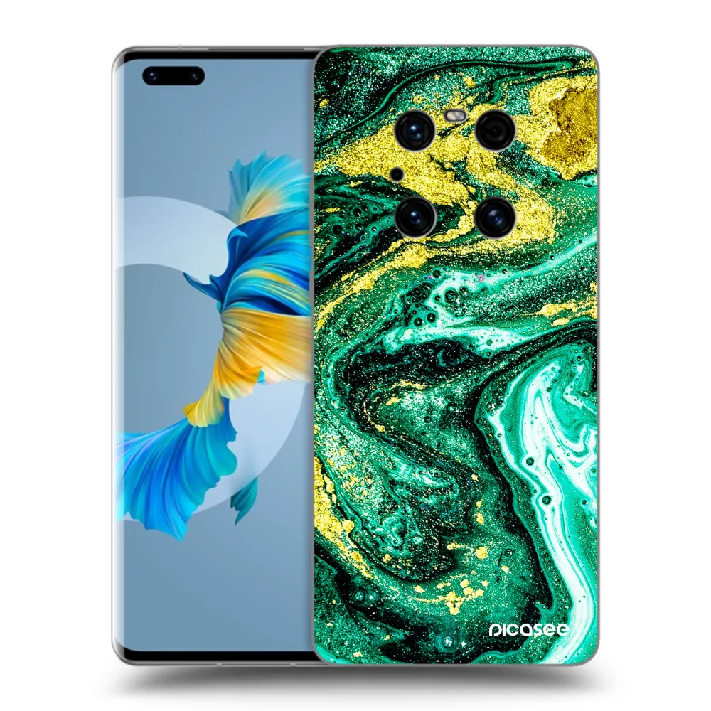 Picasee fekete szilikon tok az alábbi mobiltelefonokra Huawei Mate 40 Pro - Green Gold