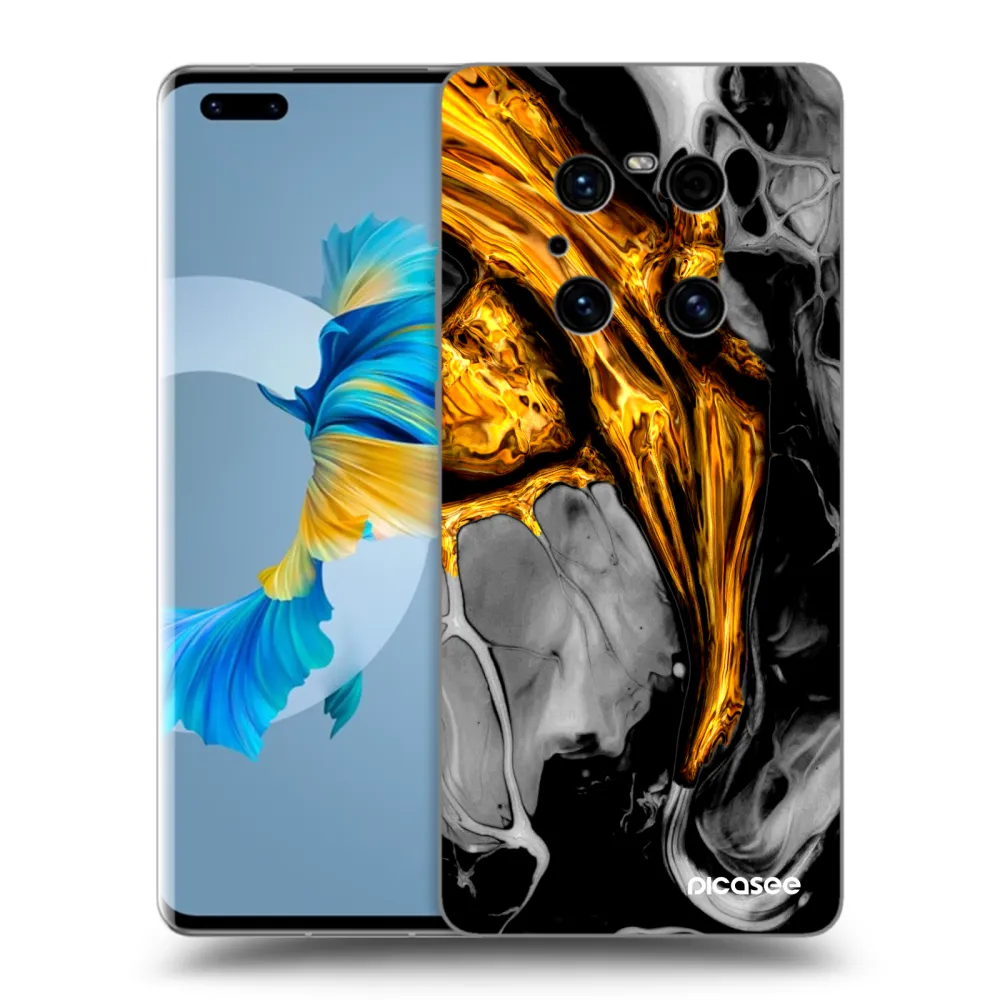 Picasee fekete szilikon tok az alábbi mobiltelefonokra Huawei Mate 40 Pro - Black Gold