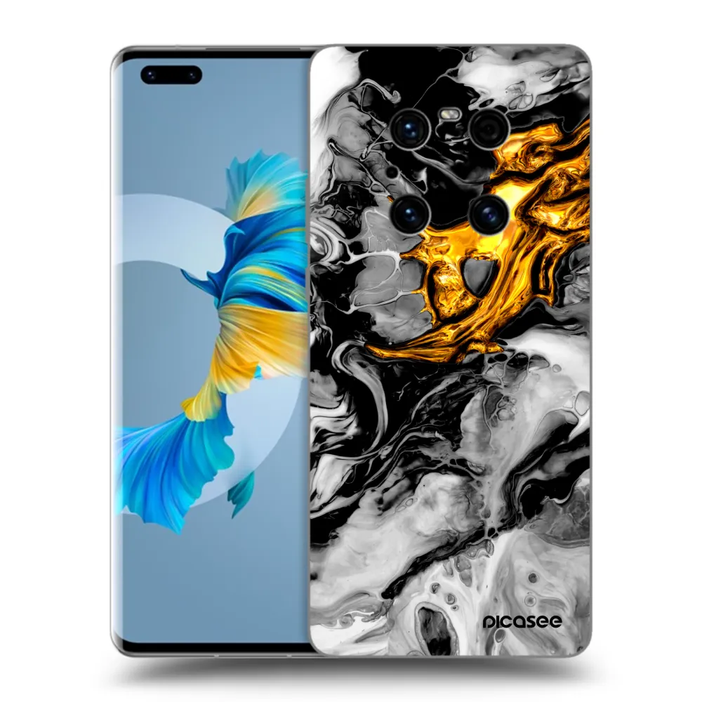 Picasee fekete szilikon tok az alábbi mobiltelefonokra Huawei Mate 40 Pro - Black Gold 2