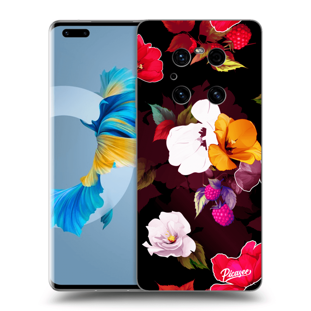 Picasee fekete szilikon tok az alábbi mobiltelefonokra Huawei Mate 40 Pro - Flowers and Berries