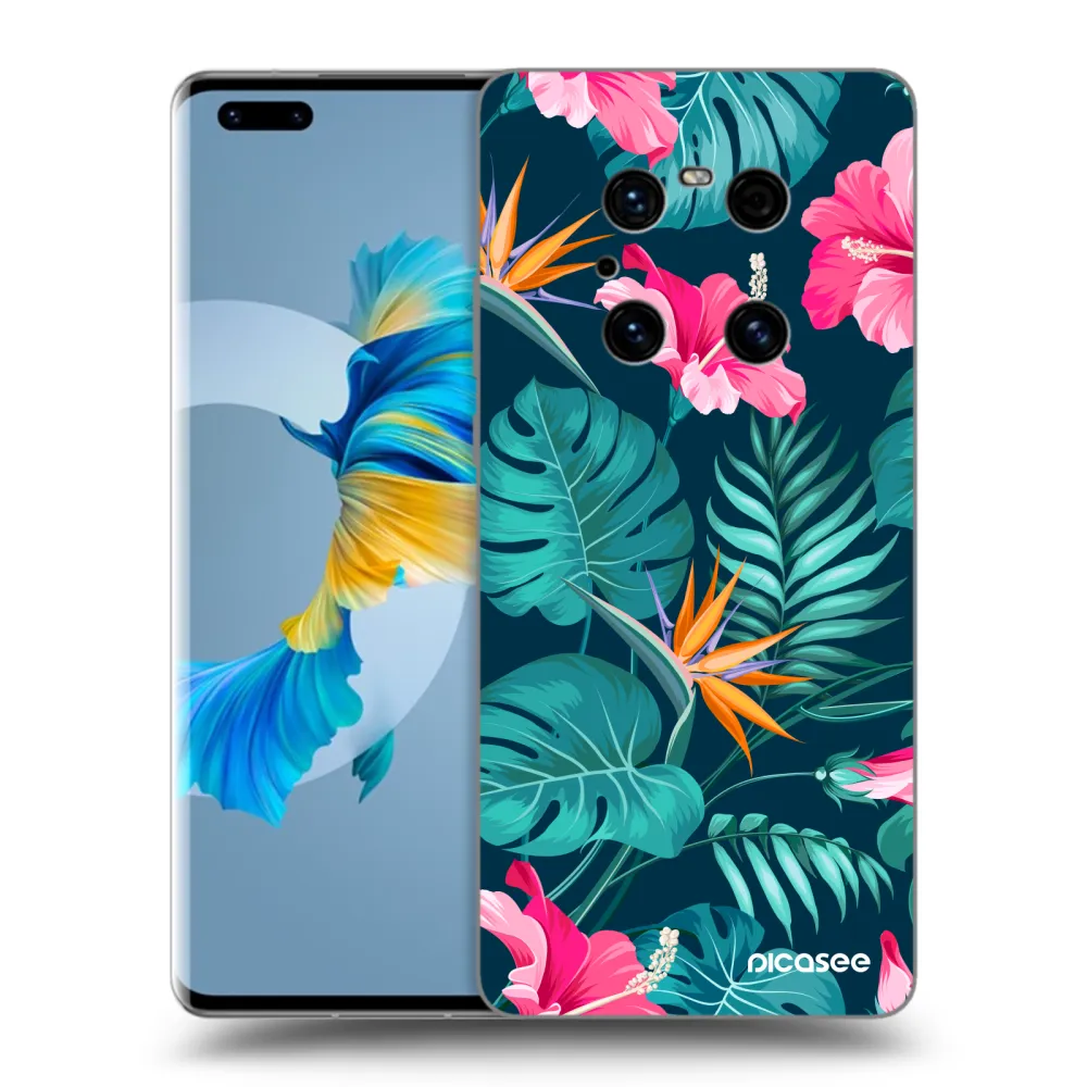 Picasee fekete szilikon tok az alábbi mobiltelefonokra Huawei Mate 40 Pro - Pink Monstera