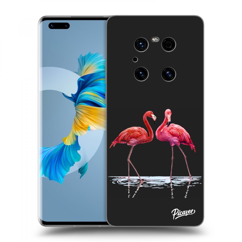 Picasee fekete szilikon tok az alábbi mobiltelefonokra Huawei Mate 40 Pro - Flamingos couple