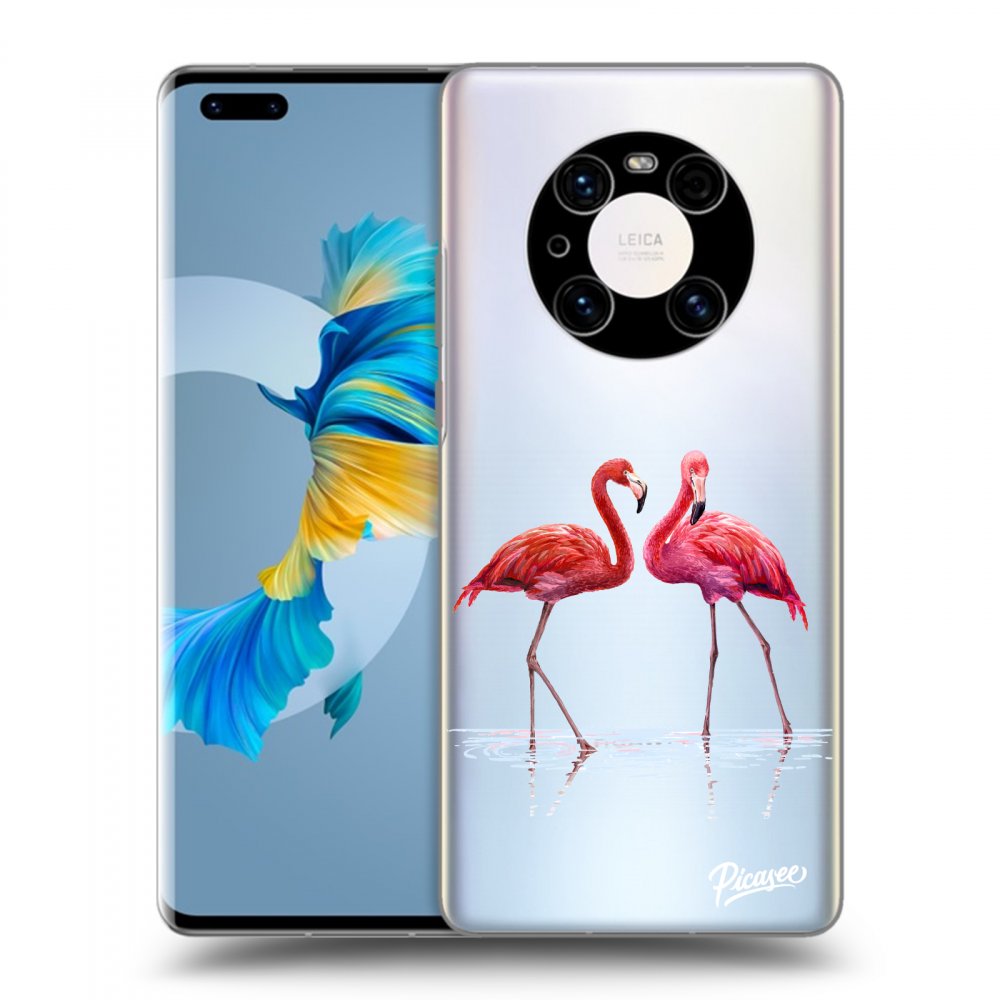 Picasee átlátszó szilikon tok az alábbi mobiltelefonokra Huawei Mate 40 Pro - Flamingos couple