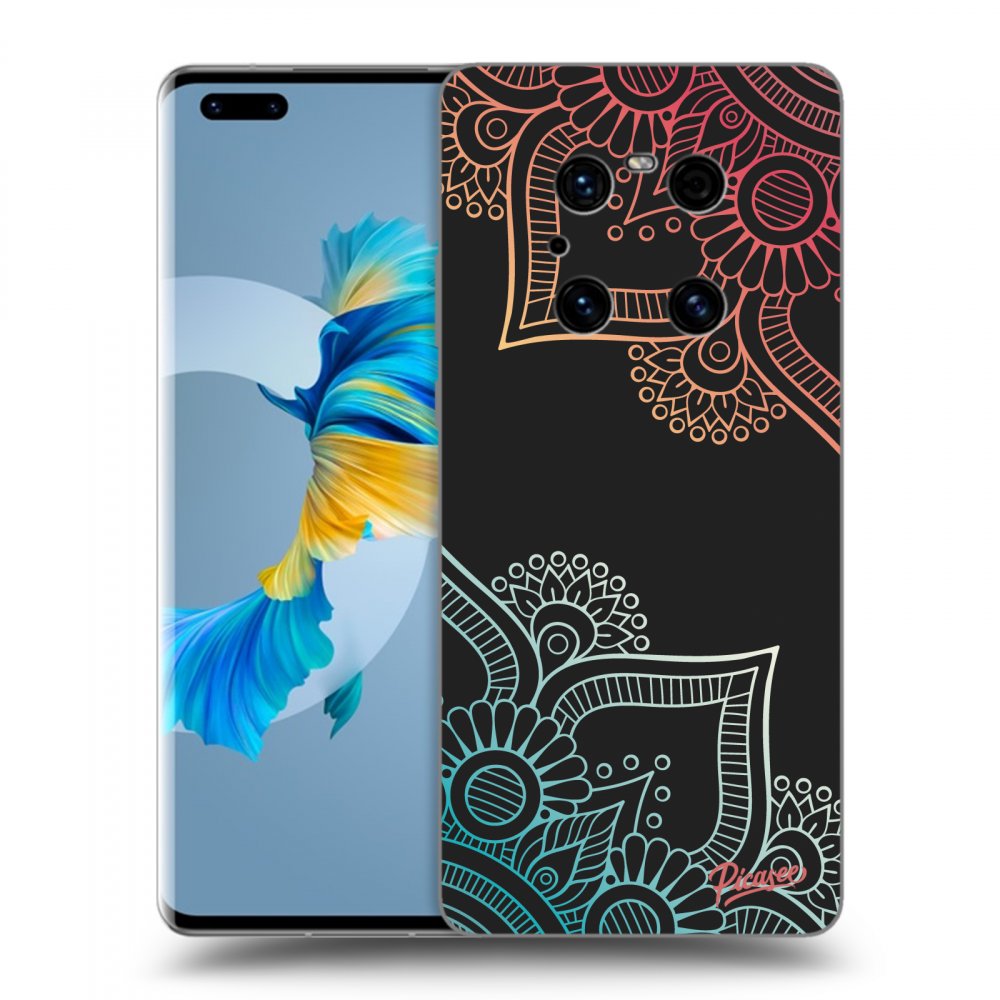 Picasee fekete szilikon tok az alábbi mobiltelefonokra Huawei Mate 40 Pro - Flowers pattern