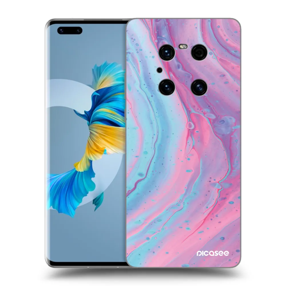 Picasee fekete szilikon tok az alábbi mobiltelefonokra Huawei Mate 40 Pro - Pink liquid