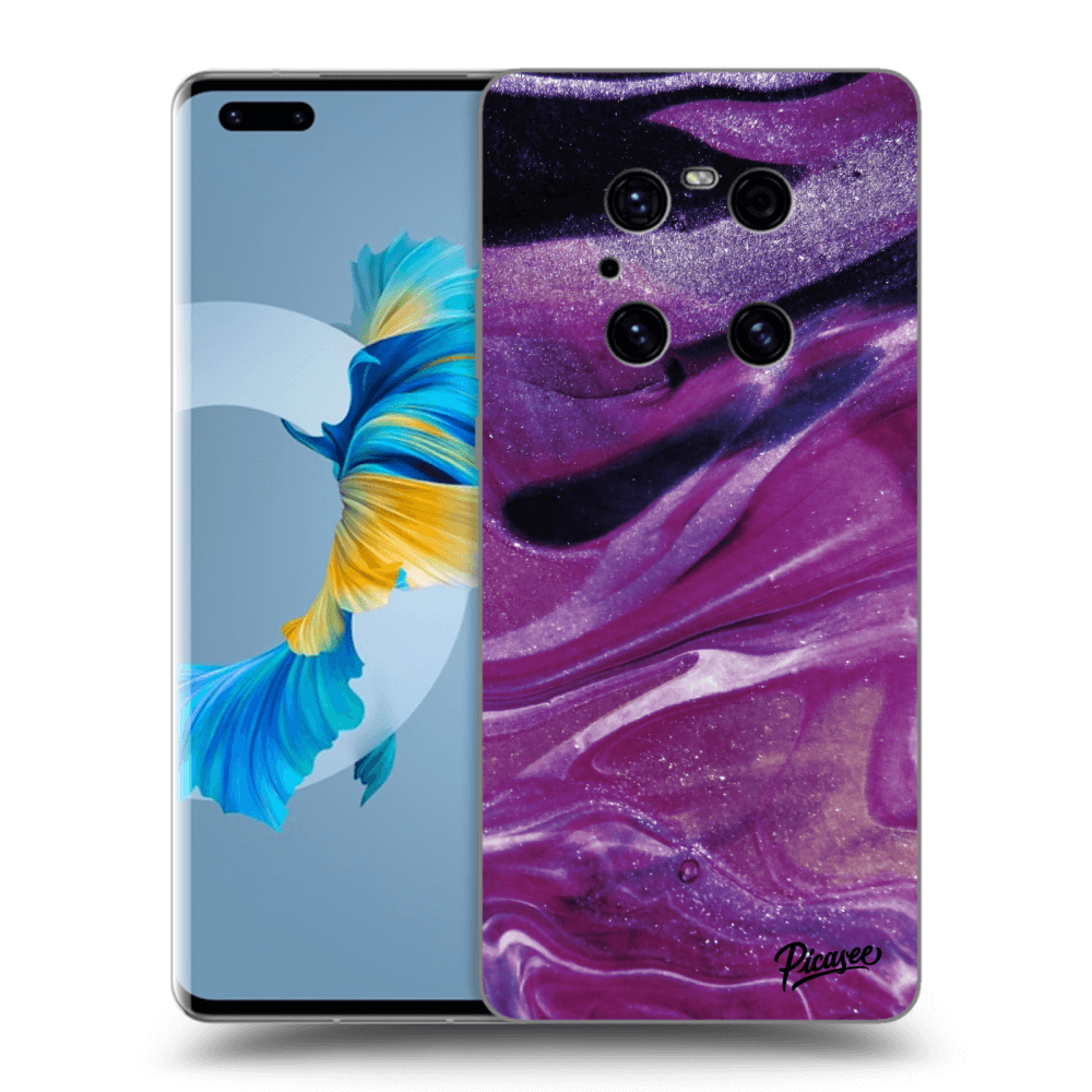 Picasee fekete szilikon tok az alábbi mobiltelefonokra Huawei Mate 40 Pro - Purple glitter