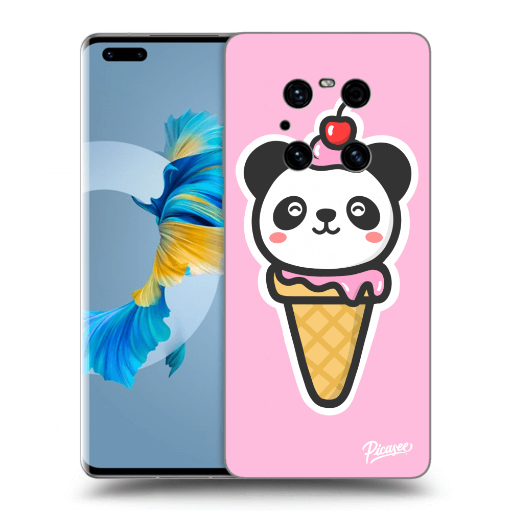 Picasee fekete szilikon tok az alábbi mobiltelefonokra Huawei Mate 40 Pro - Ice Cream Panda