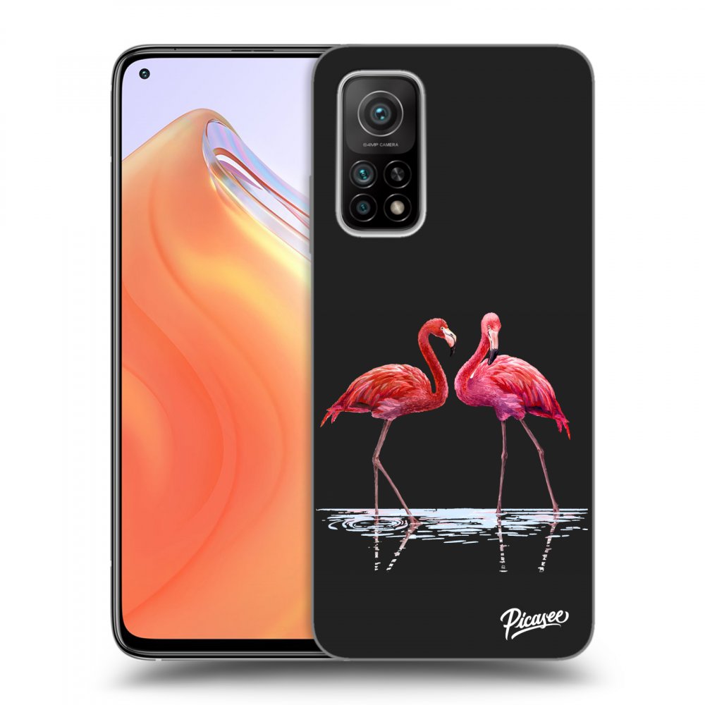 Picasee fekete szilikon tok az alábbi mobiltelefonokra Xiaomi Mi 10T - Flamingos couple