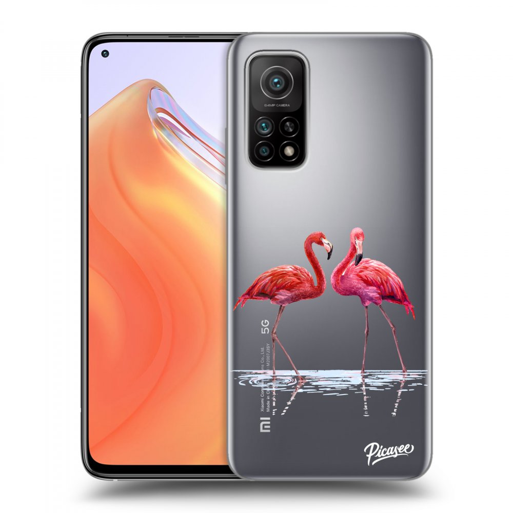 Picasee átlátszó szilikon tok az alábbi mobiltelefonokra Xiaomi Mi 10T - Flamingos couple