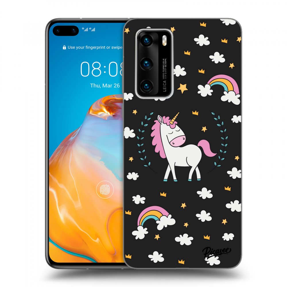 Picasee fekete szilikon tok az alábbi mobiltelefonokra Huawei P40 - Unicorn star heaven