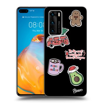 Picasee fekete szilikon tok az alábbi mobiltelefonokra Huawei P40 - Christmas Stickers