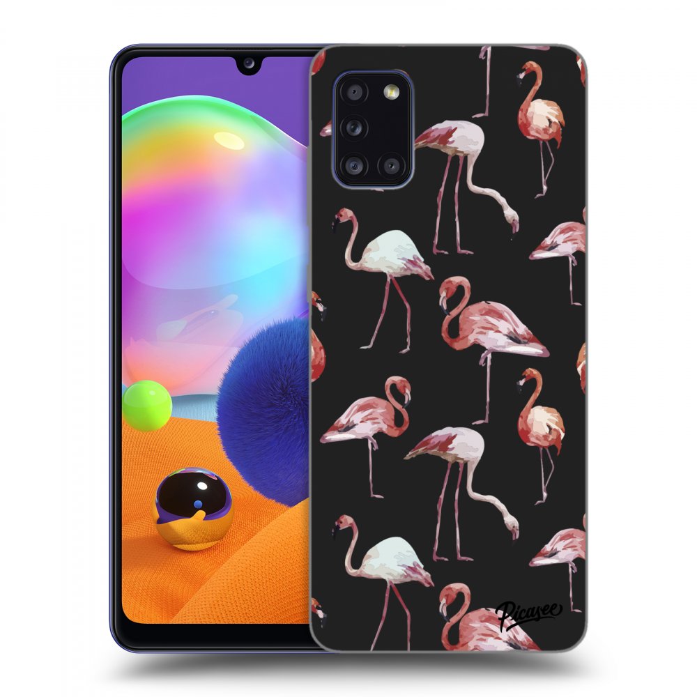 Picasee fekete szilikon tok az alábbi mobiltelefonokra Samsung Galaxy A31 A315F - Flamingos