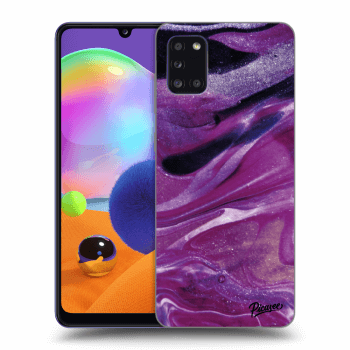 Picasee fekete szilikon tok az alábbi mobiltelefonokra Samsung Galaxy A31 A315F - Purple glitter