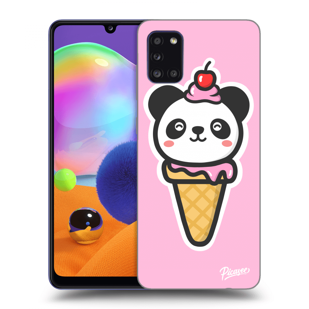 Picasee fekete szilikon tok az alábbi mobiltelefonokra Samsung Galaxy A31 A315F - Ice Cream Panda