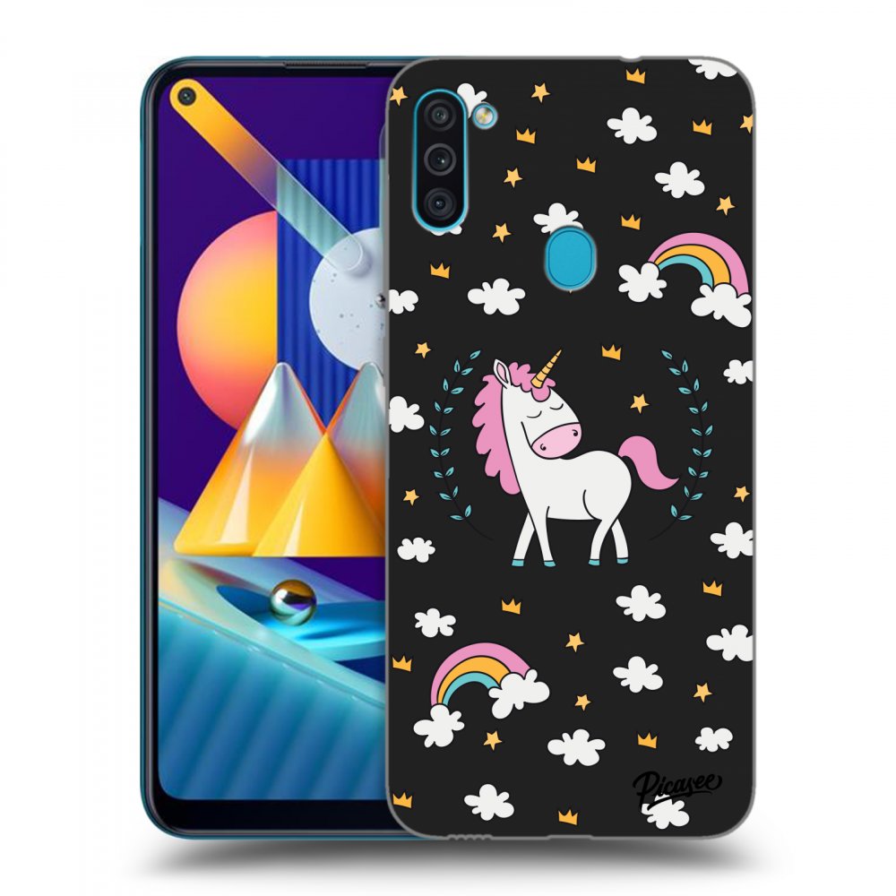 Picasee fekete szilikon tok az alábbi mobiltelefonokra Samsung Galaxy M11 - Unicorn star heaven
