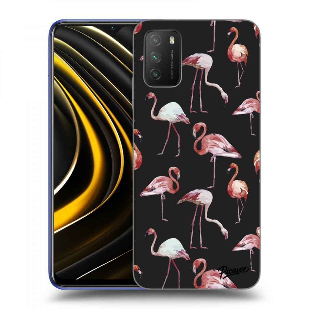 Picasee fekete szilikon tok az alábbi mobiltelefonokra Xiaomi Poco M3 - Flamingos
