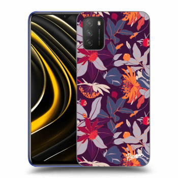 Picasee fekete szilikon tok az alábbi mobiltelefonokra Xiaomi Poco M3 - Purple Leaf