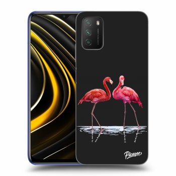 Picasee fekete szilikon tok az alábbi mobiltelefonokra Xiaomi Poco M3 - Flamingos couple