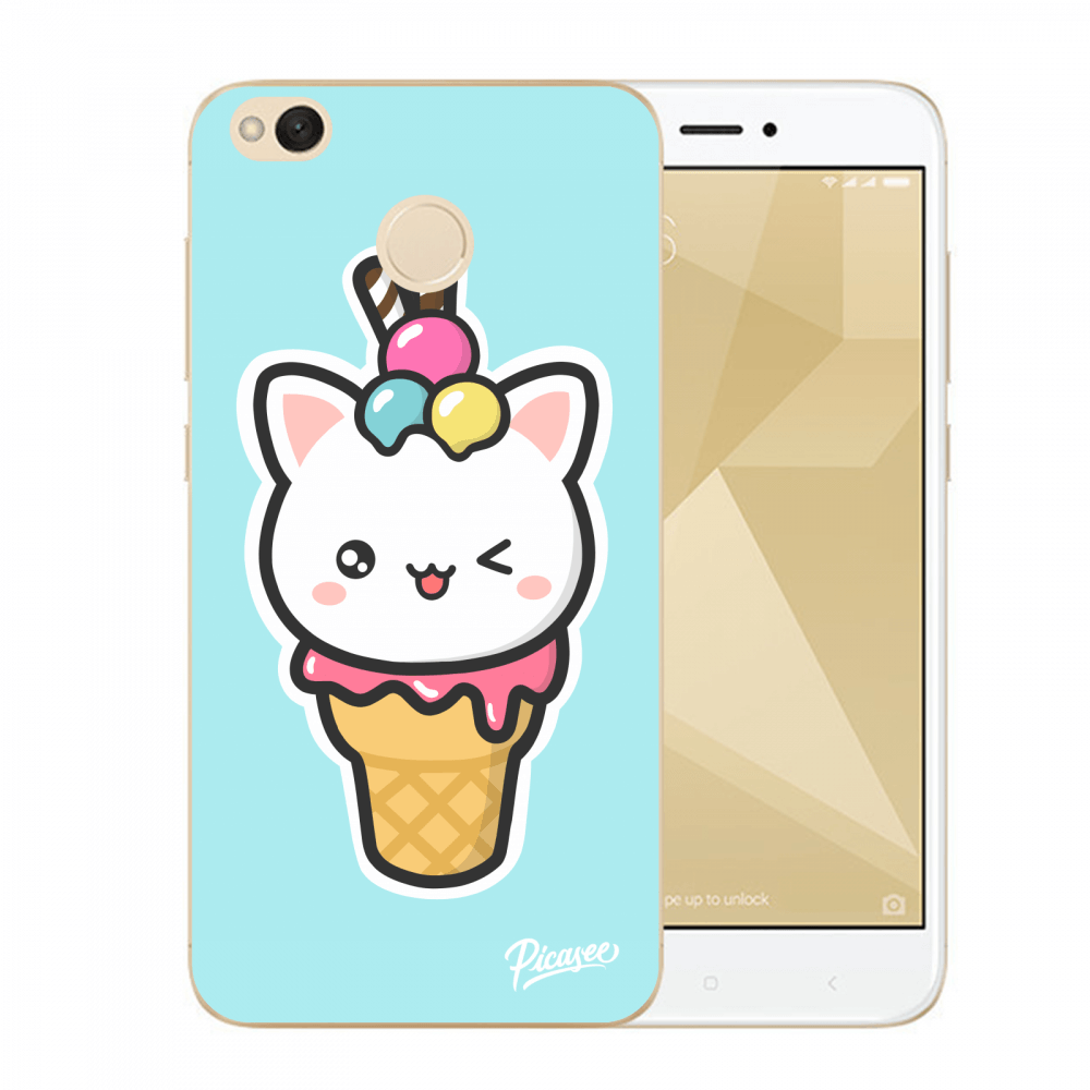 Picasee műanyag átlátszó tok az alábbi mobiltelefonokra Xiaomi Redmi 4X Global - Ice Cream Cat